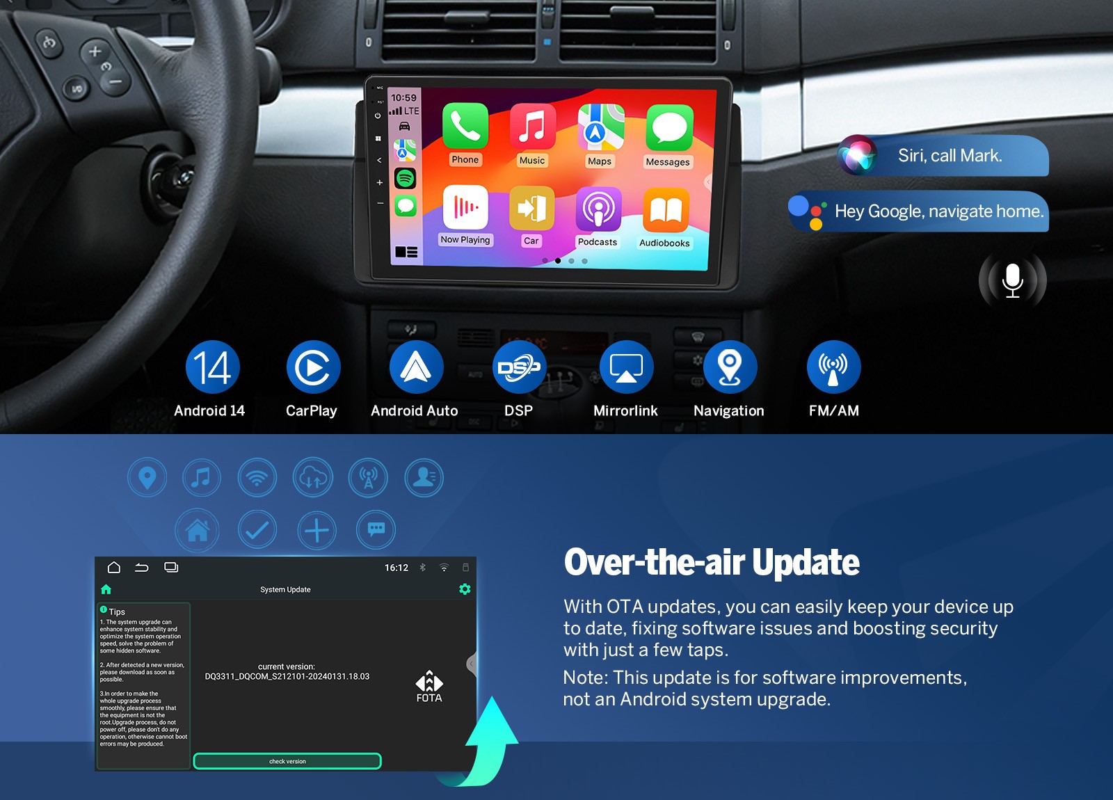 CAM+DVR+9"Android Auto 14 for BMW E46 325i 328i 330i Car Radio Head Unit CarPlay