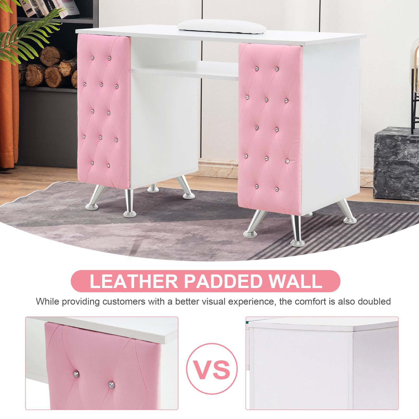 Acetone Resistant Manicure Table Nail Desk with Drawers, New