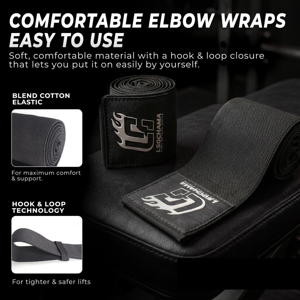 Elbow Wraps for Weight Lifting, Gym Support, Training, Powerlifting, Workout ...
