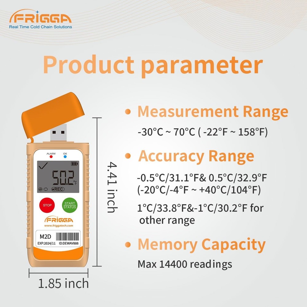 Frigga M2D Reusable Temperature Data Logger Multi-Use USB Digital Temperature Re