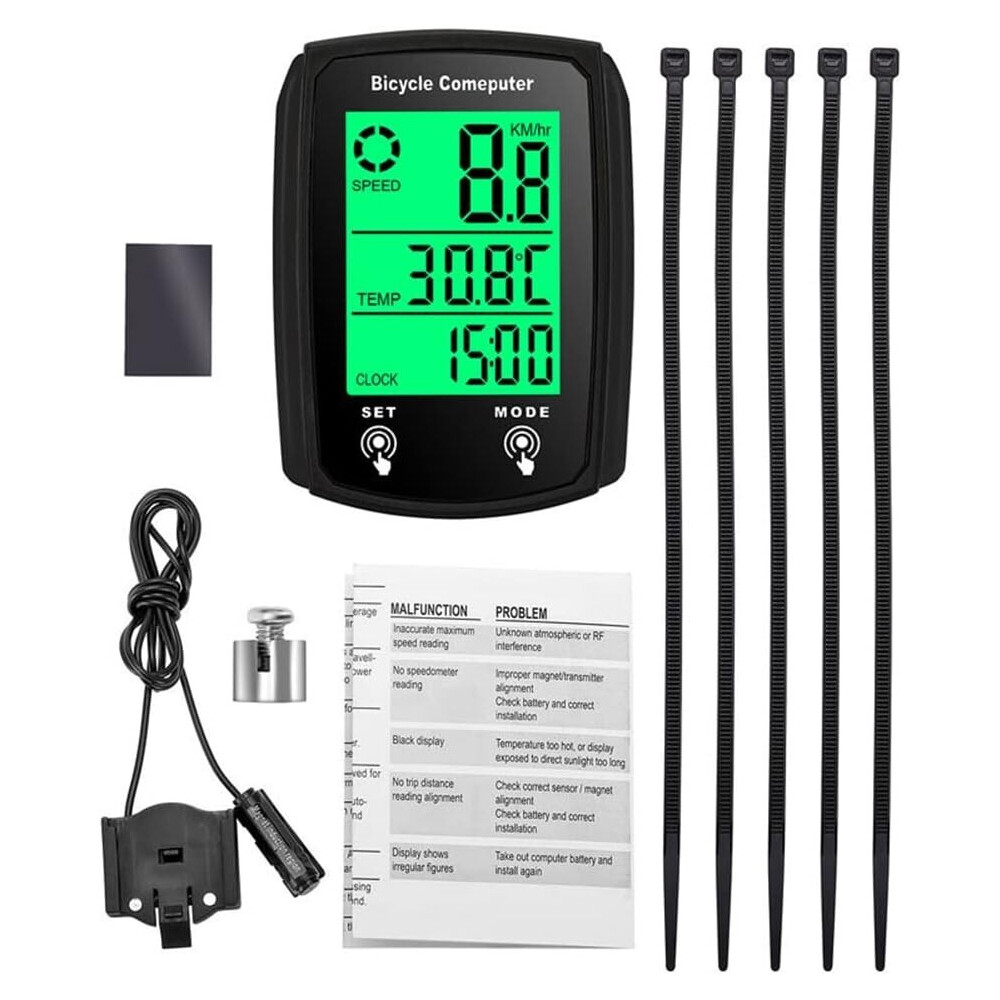 2pcs Bicycle Speedometer Cycle Digital Odometer Computer Waterproof LCD Wireless