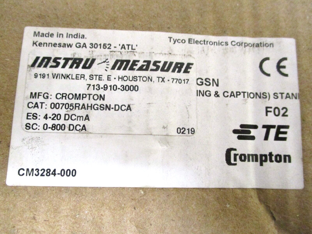 CROMPTON GAUGE, # 00705RAHGSN-DCA, 0-800 DCA, SURPLUS