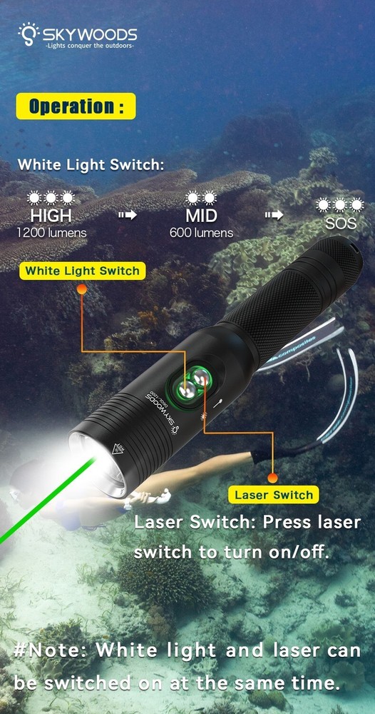 H2Odyssey SKYWOODS Scuba Diving Flashlights Dive Light Torch - 3 Models