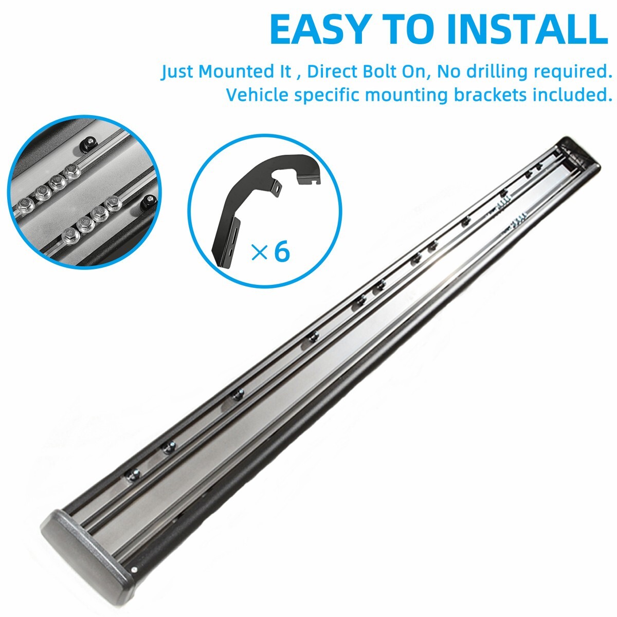 Running Boards for 19-24 Silverado Sierra 1500 Crew Cab 6" Nerf Bars Side Steps