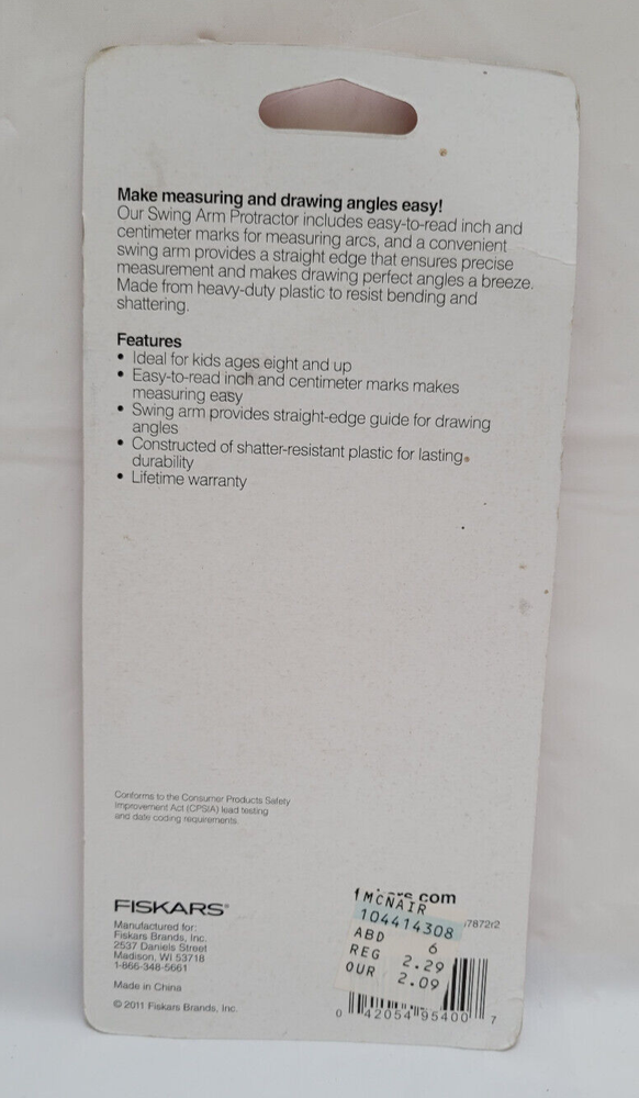 New Fiskars Swing Arm Protractor - Easy Measuring - Green