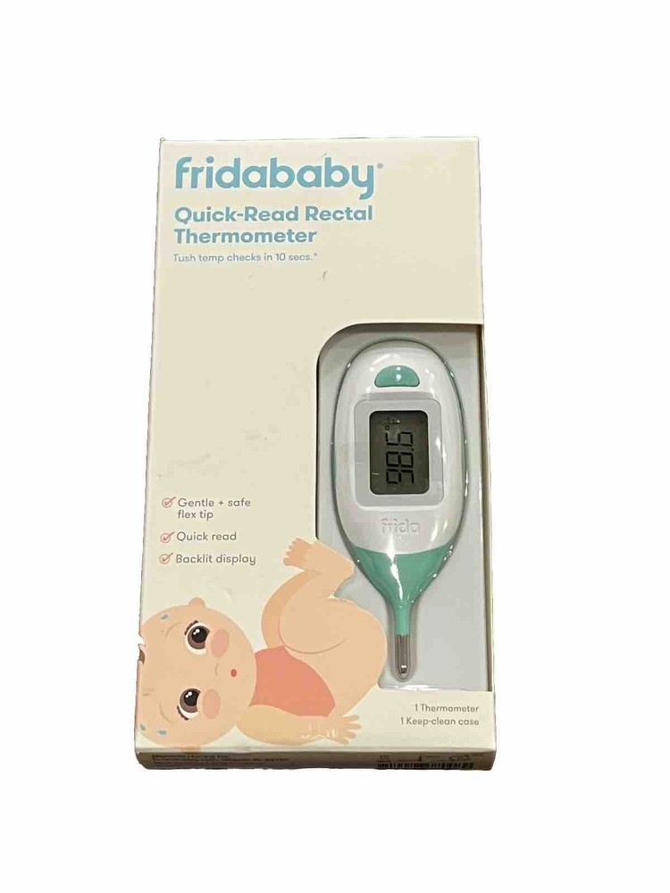 Fridababy Quick Read Flexible Tip Rectal Baby Thermometer Keep Clean Case NEW