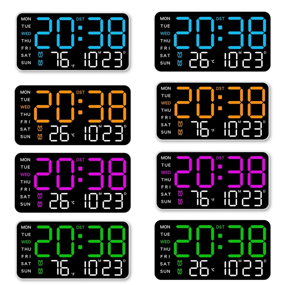 Brightness Adjustable LED Digital Wall Clock with Temperature Date Week Display