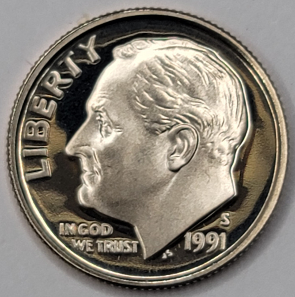 1991 S Gem Proof DCAM Roosevelt Dime CN-Clad