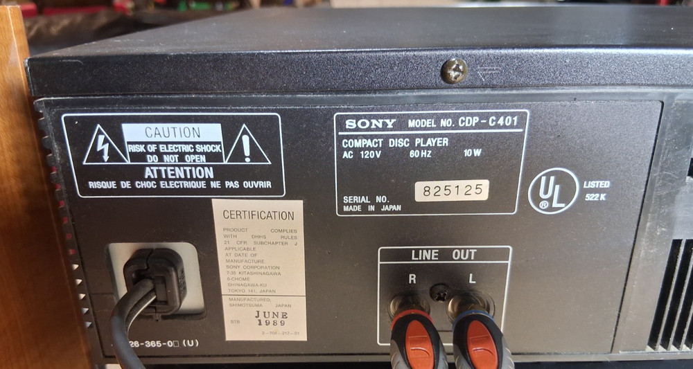 SONY CDP-C401 5-DISC AUTOMATIC COMPACT DISC CD PLAYER DUAL D/A CONVERTER SYSTEM