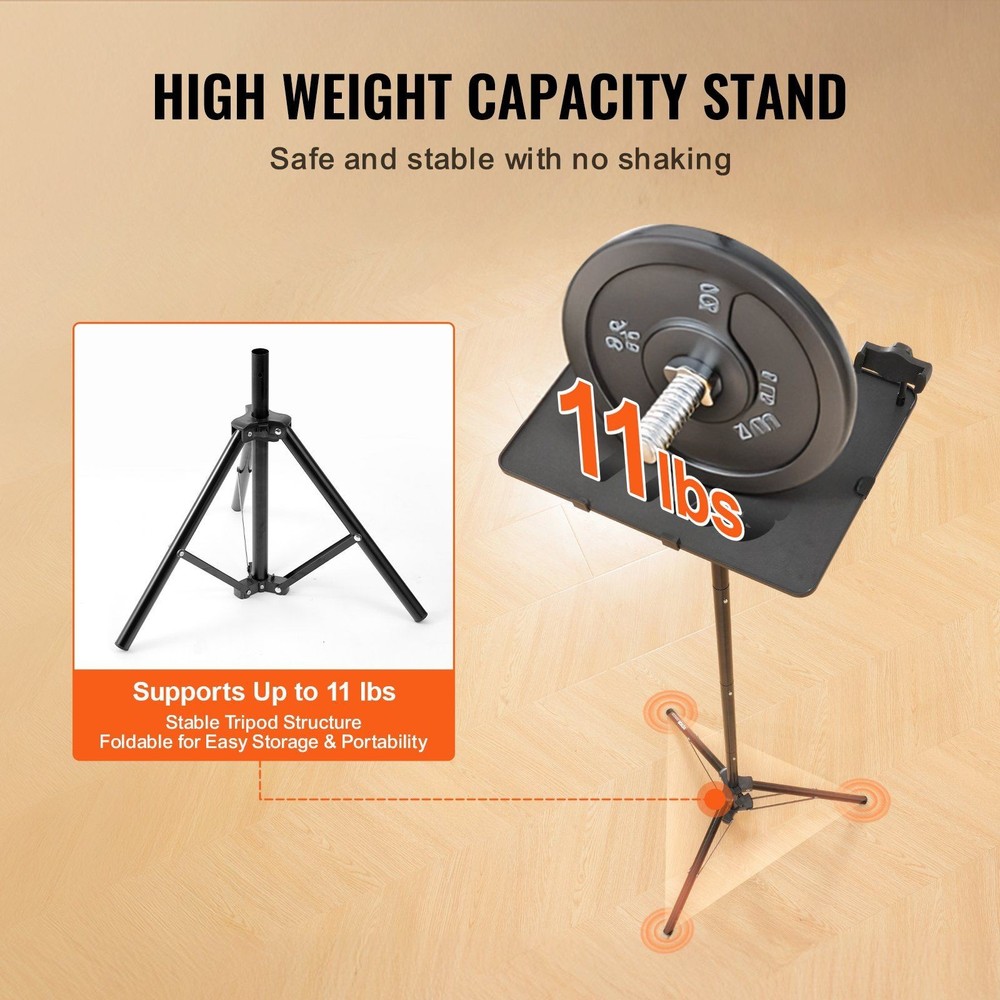 Efficient Projector Stand with Base Tray 26.97-63in 22lb Load Black