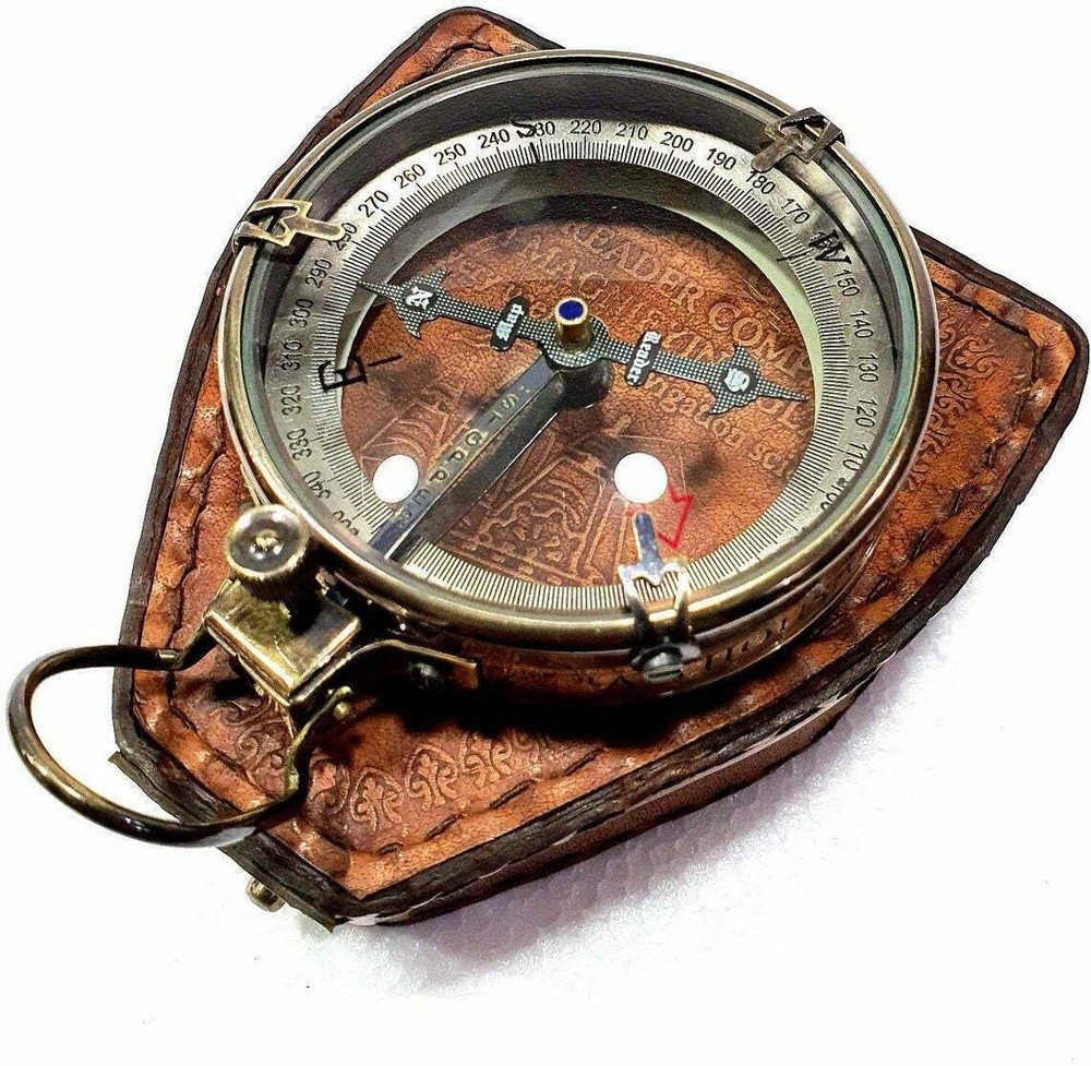Antique Nautical Brass Map Reader Navigation Compass 3 Spencer Compass With Case