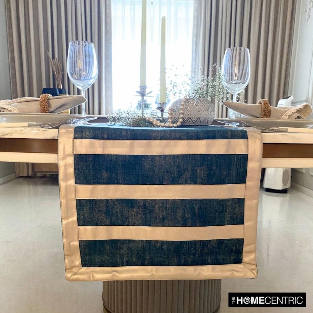 Decorative Table Runner Blue Velvet Wedding Décor Elegant Table Décor - Azriel