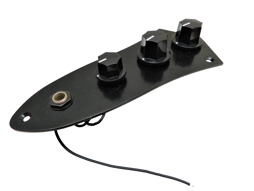 Prewired Jazz Bass Control plate..... Black with vintage style knobs