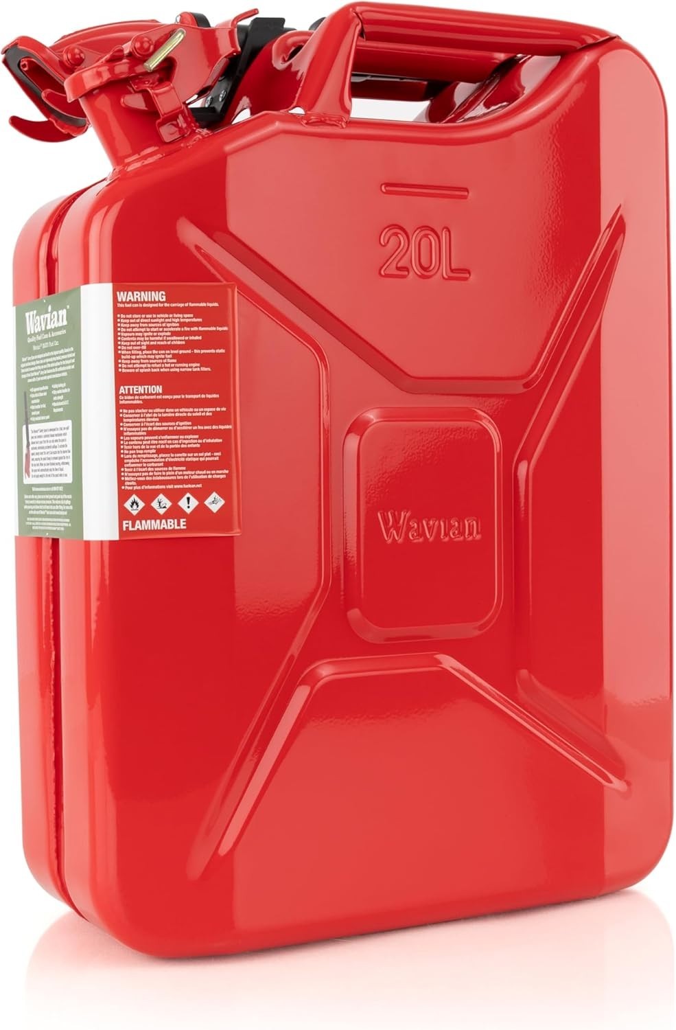 Wavian USA Authentic NATO Jerry Can - 20L Red - Rust-Proof EPA & CARB Compliant