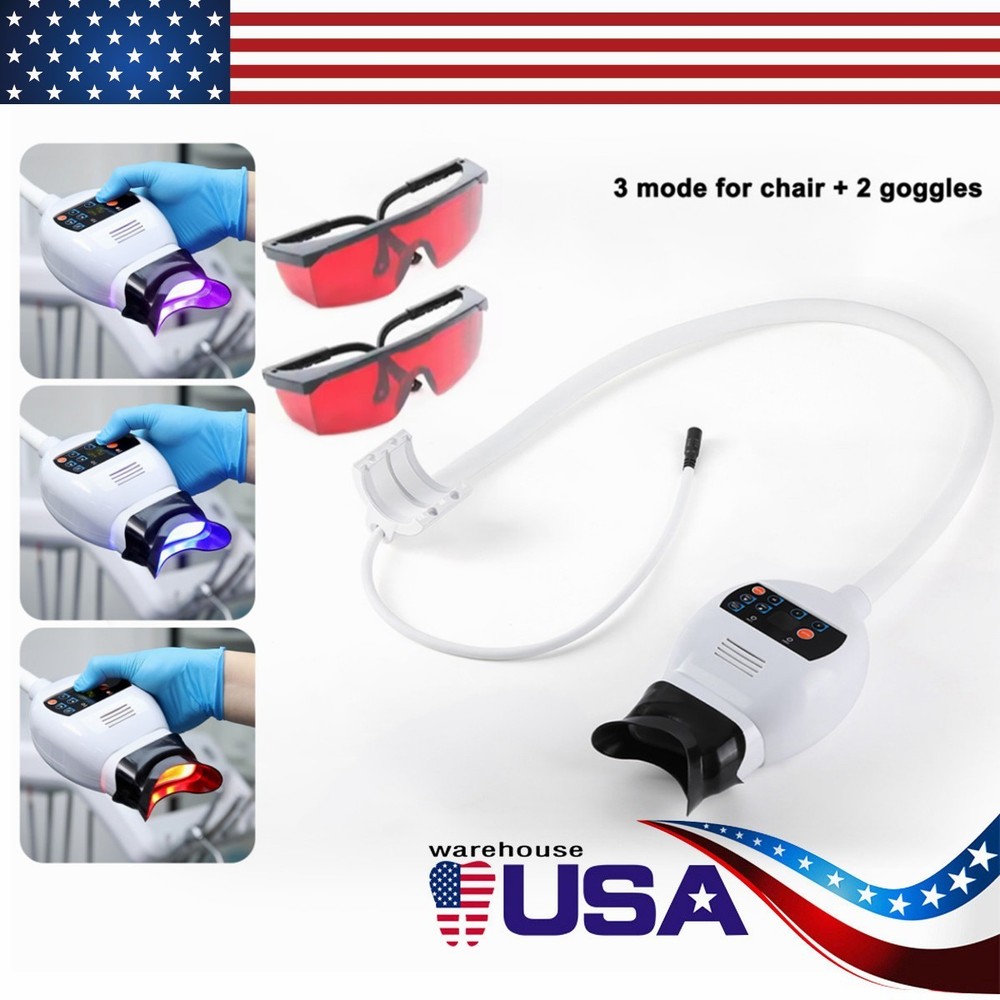 8LED Dental Cold Light Lamp Teeth Whitening Machine Bleaching Accelerator+2Glass