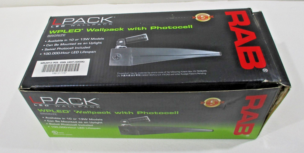 RAB WPLED13 Lighting Wall Pack, New in Box
