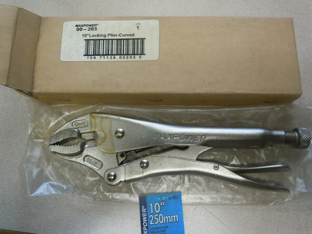 Locking Pliers,Curved,10" MAXPOWER 203