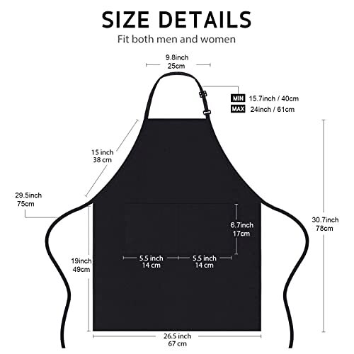 4 Packs Chef Apron Waterproof Apron, Adjustable Apron Polyester Blend Black