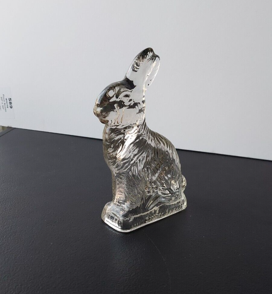 RABBIT / HARE SHAPE GLASS CANDY CONTAINER. J.H MILLSTEIN CO.