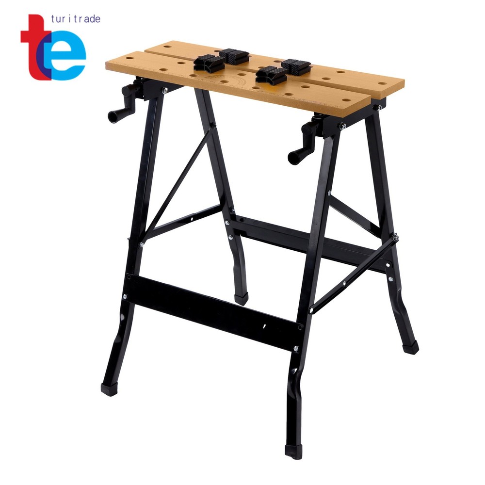 220 Lbs Adjustable Portable Foldable Workbench With Measuring Ruler & Protractor