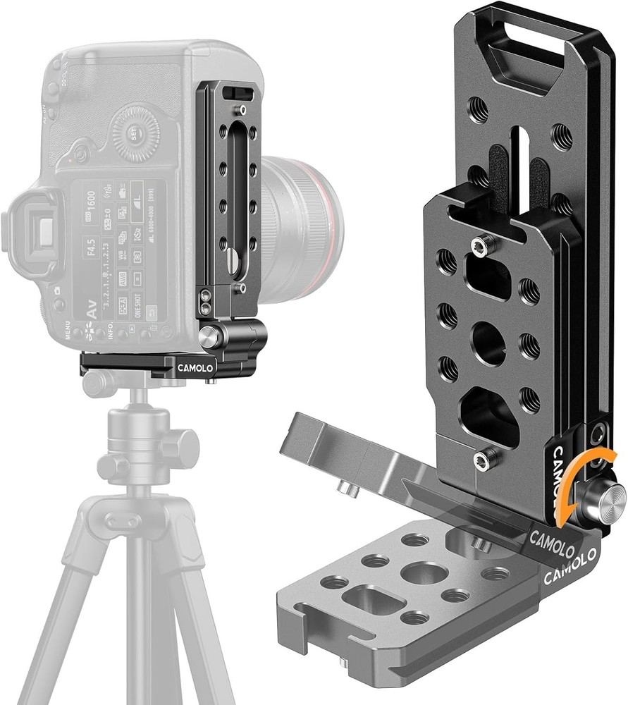 Foldable L Bracket Quick Release Plate for DSLR Camera Arca Swiss Tripod Head