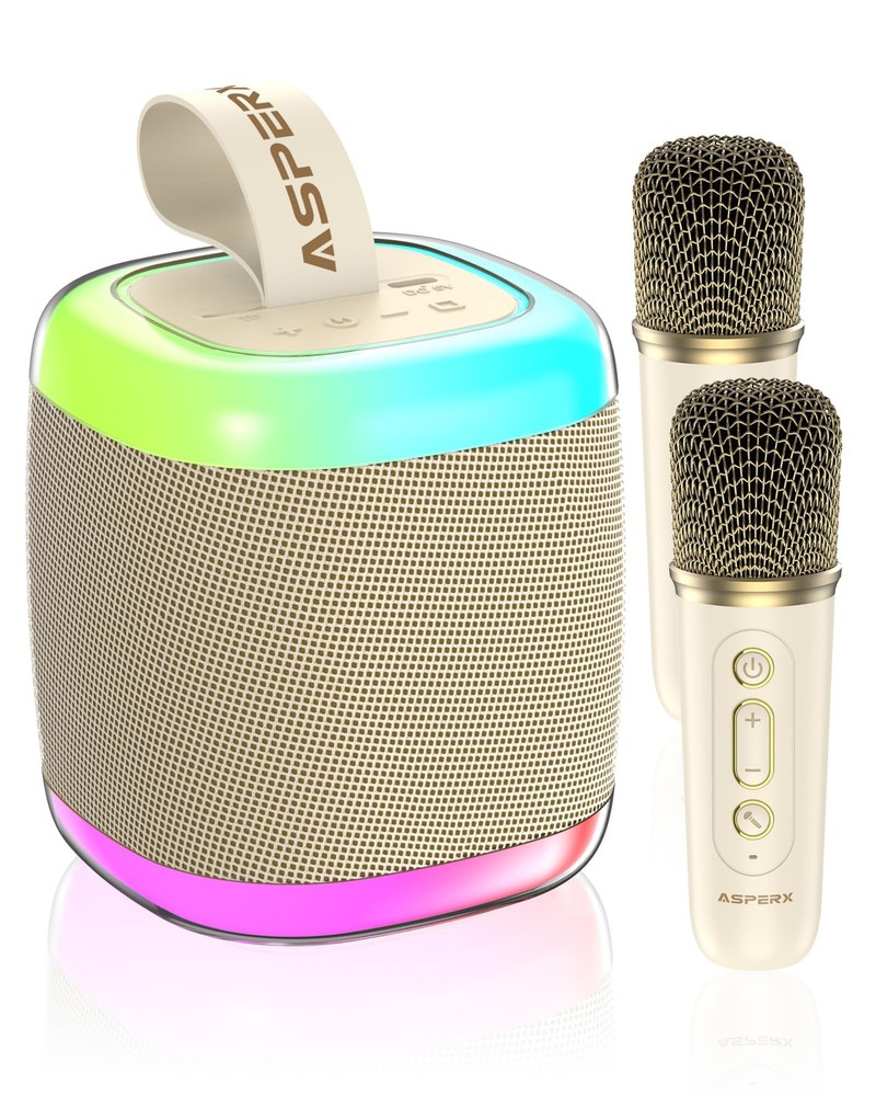 Karaoke Machine Portable Bluetooth Speaker with 2 Wireless Mics - 2500mAh