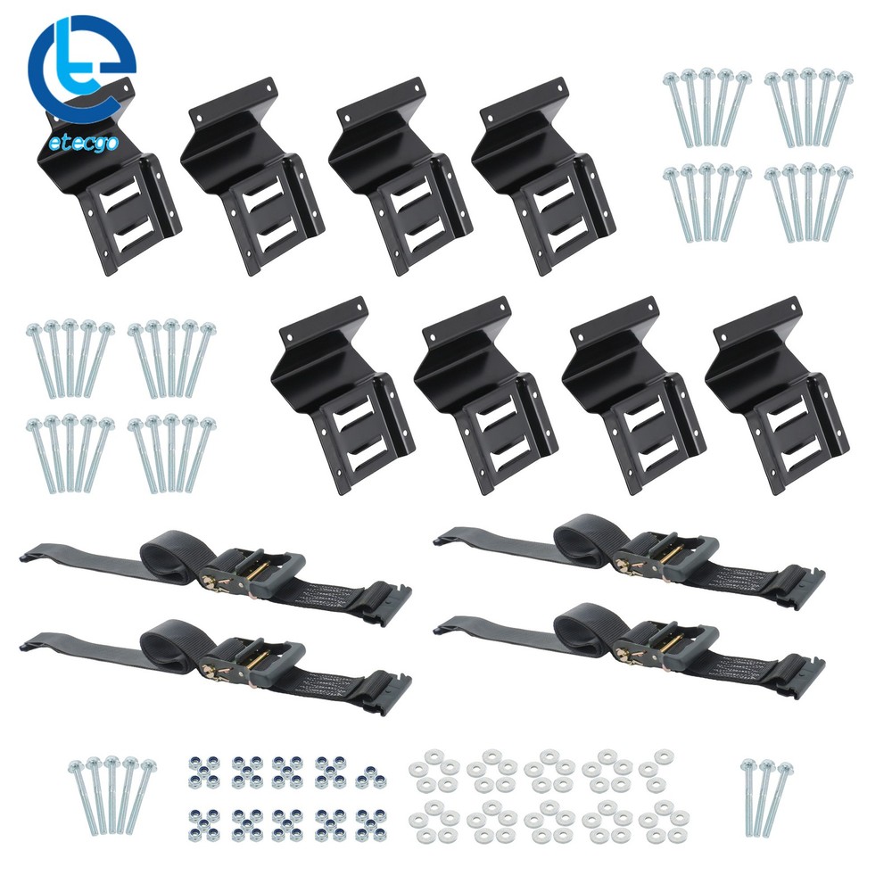 Black Wheel Chock and Ratchet Strap Bundle 2 Sets 9ft With Storage Bag For Van