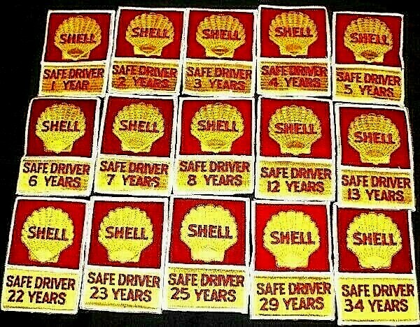 Shell Oil Vtg Patch Safe Driver Driving Embroidered Multiple Years Choose 1