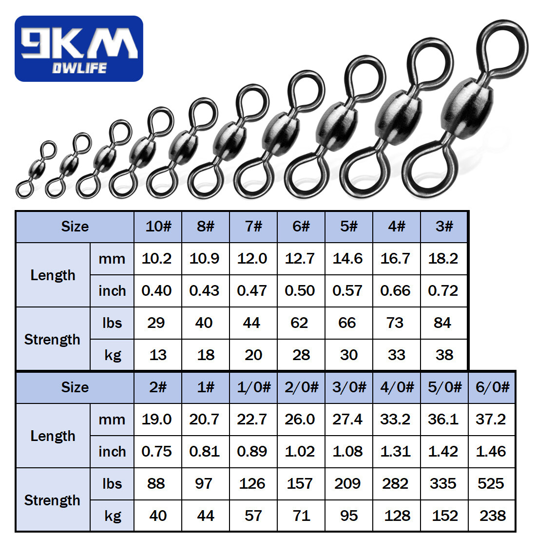 Heavy Crane Swivels 50~200Pcs Swivels Fishing Tackle Fishing Line Hook Connector