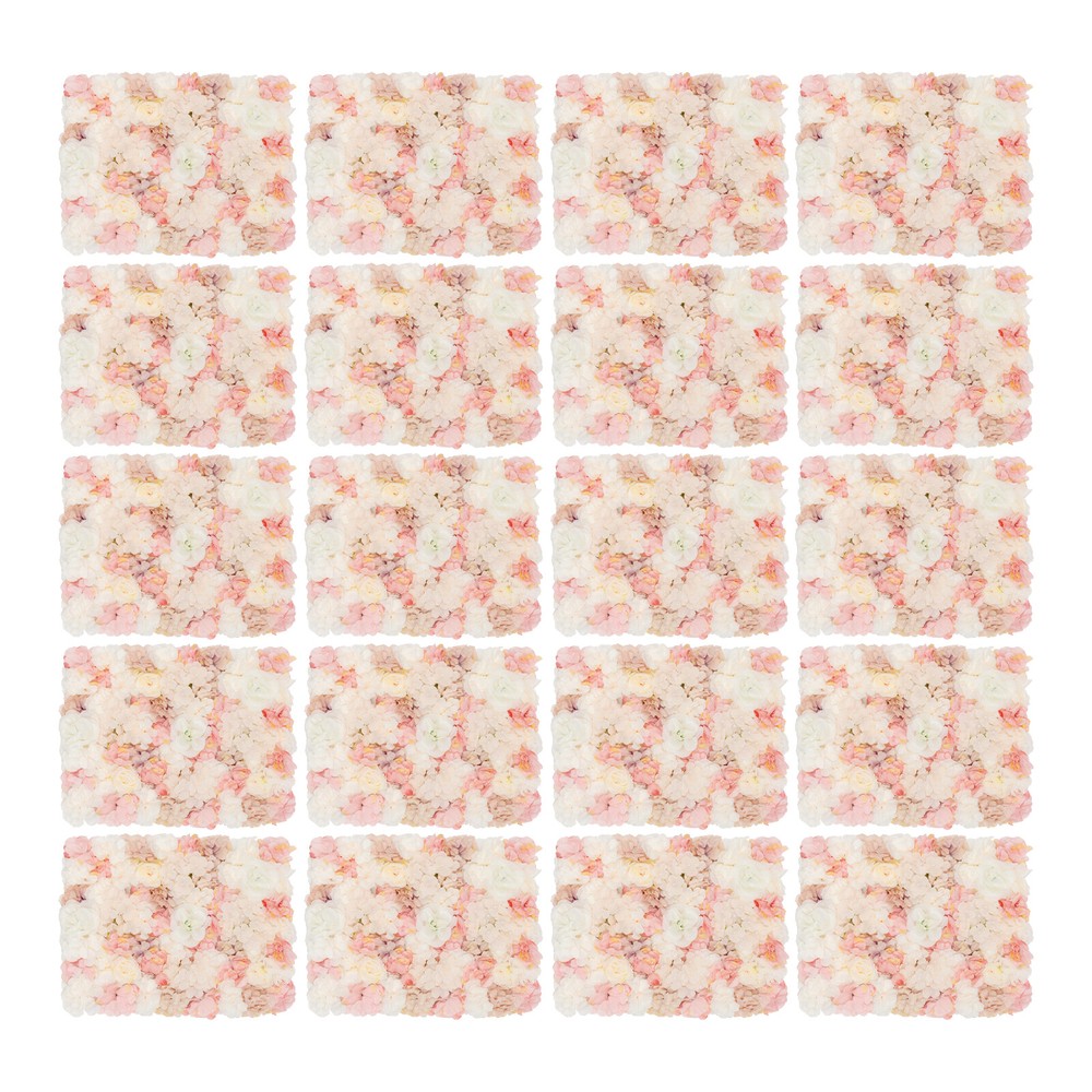 20 Pieces Flower Wall Panel Artificial Floral Backdrop Wall Decoration Backdrop