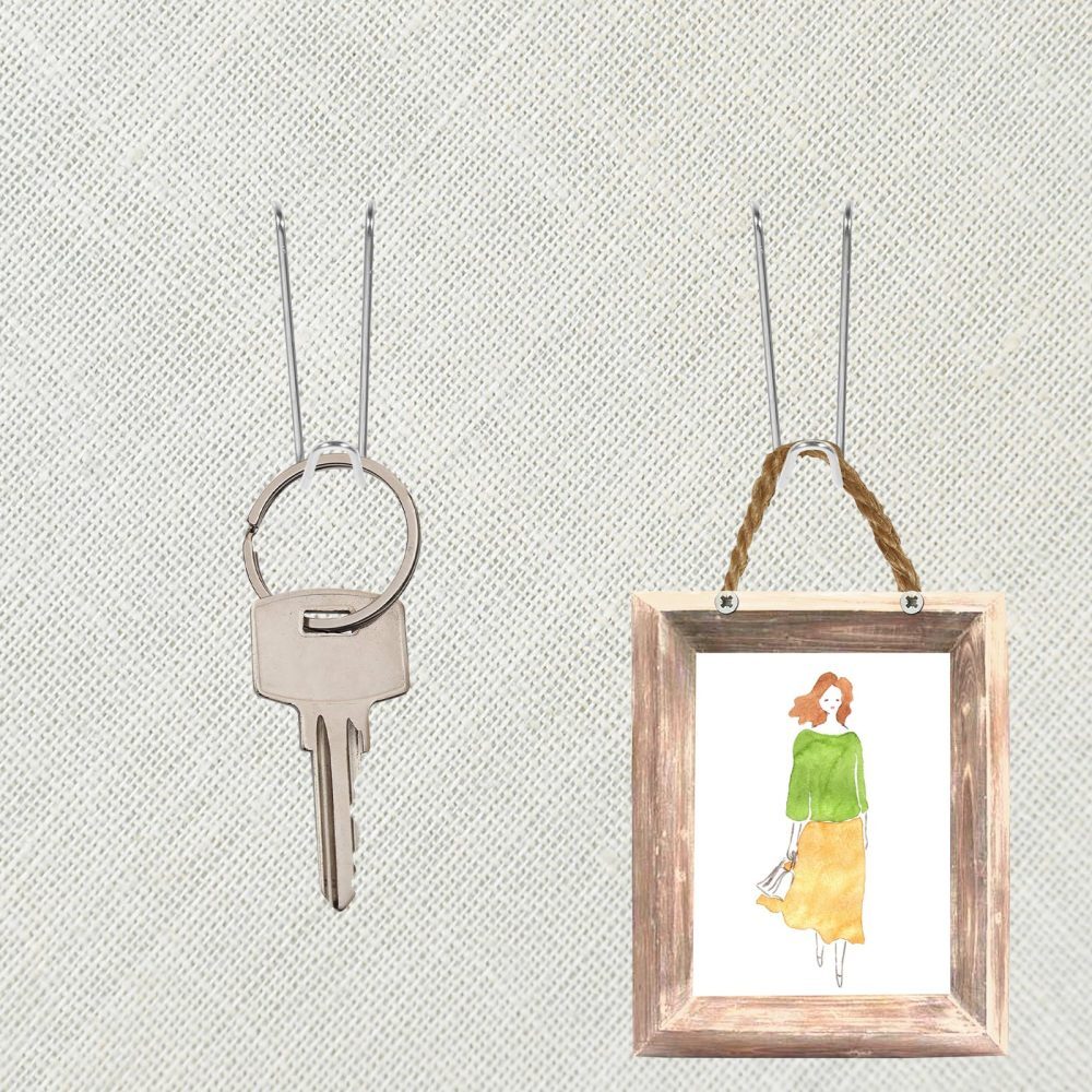 20 Pcs Fabric Panel Wall Wire Hooks Picture Frame Hanger Sharp