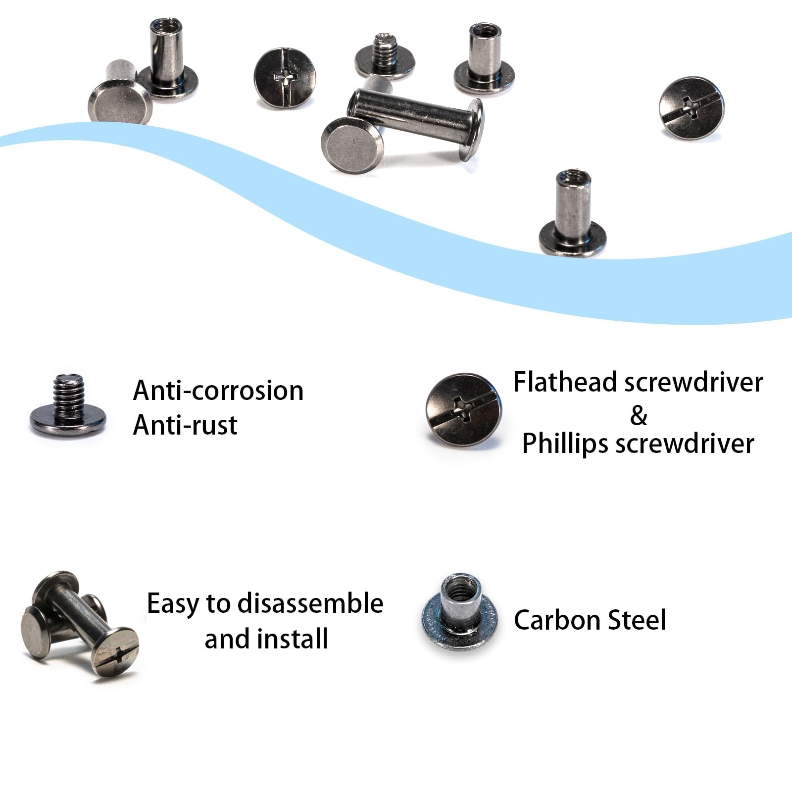 140 Sets Chicago Screws Kit M4 M5 Binding Rivets for Leather Belt Book DIY