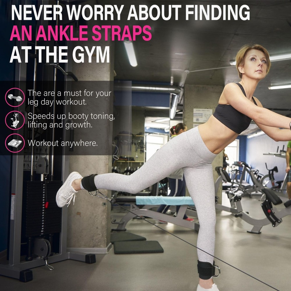 AOHO MOOON Ankle Strap for Cable Machine Attachments, Single, Black - Single