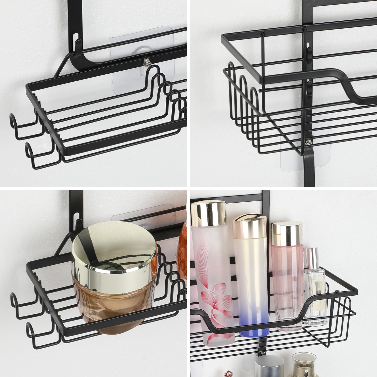 Over the Door Shower Caddy Hanging: Black Rustproof Shower Organizer