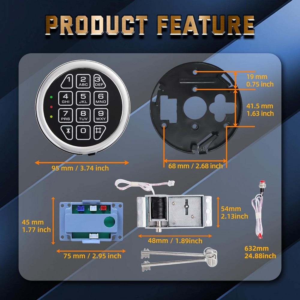 Gun Safe Lock with Programmable Electronic Keypad, Password Electromagnetic Lock