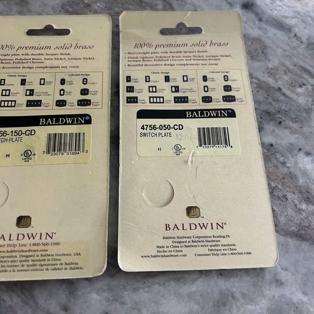 New Baldwin Solid Brass Switch Plates