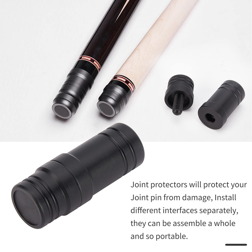 3 Pair Stick Joint Protector 5/16x18 Pool Thread Cap Black Cue Plastic Covers