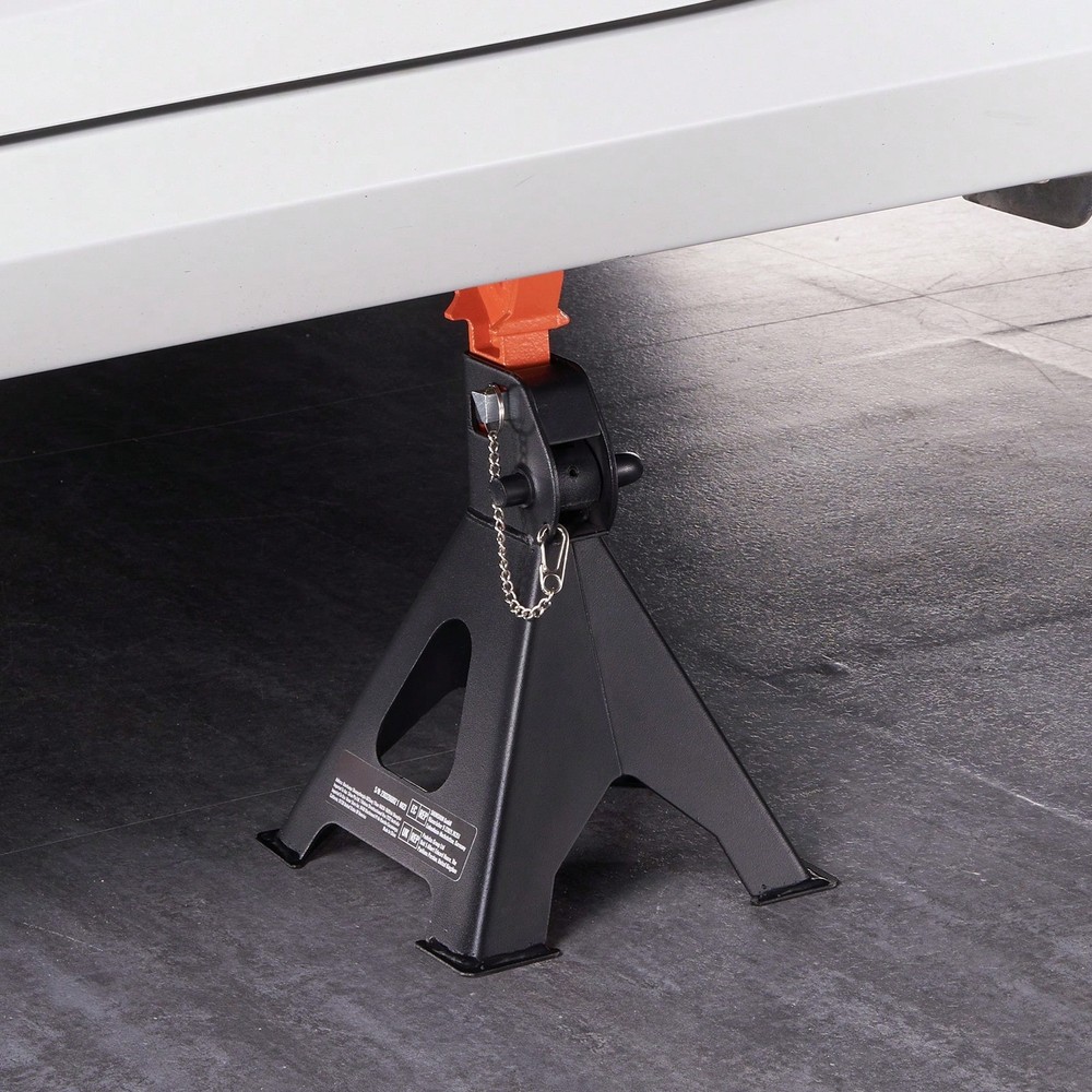 Jack Stands, Double Locking, Adjustable Height,Red,1 Pair