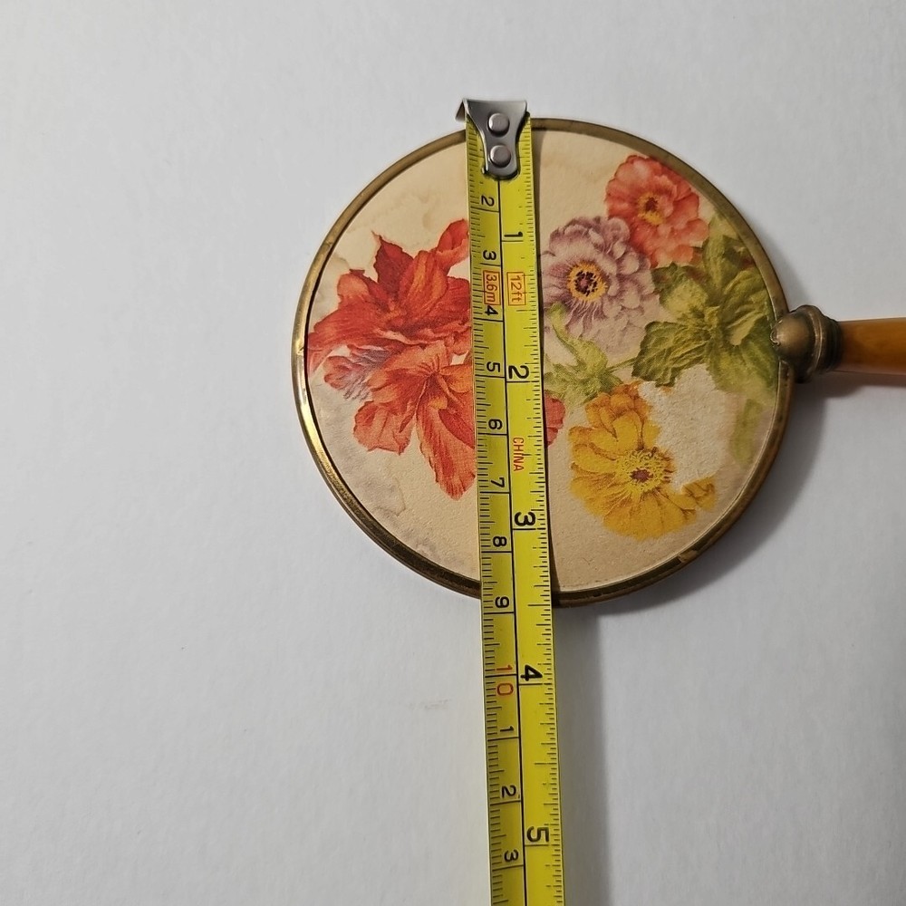 Vintage Vanity Hand Makeup Mirror With Butterscotch Handle