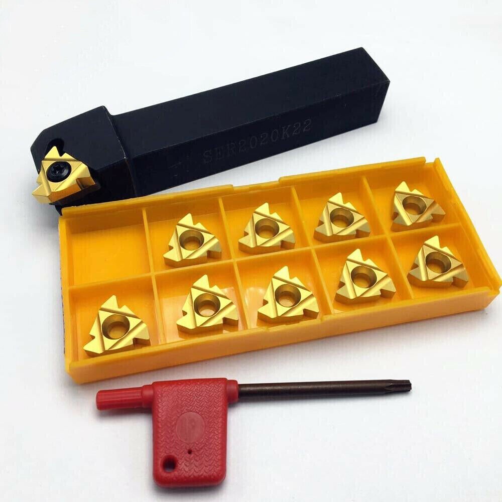 1PCS SER 2020K22 Threaded tool holder +10PCS 22ER N60 Carbide Thread inserts