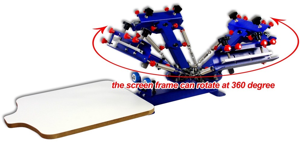 4 Color Screen Printing Kit Table Press Printer with Consumables Pigment & Frame