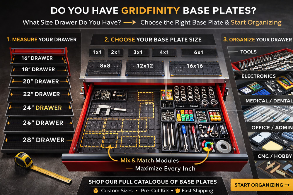 Gridfinity 2×2 Hex Bit Holder Stackable | 1/4" Bit Organizer | Modular Storage