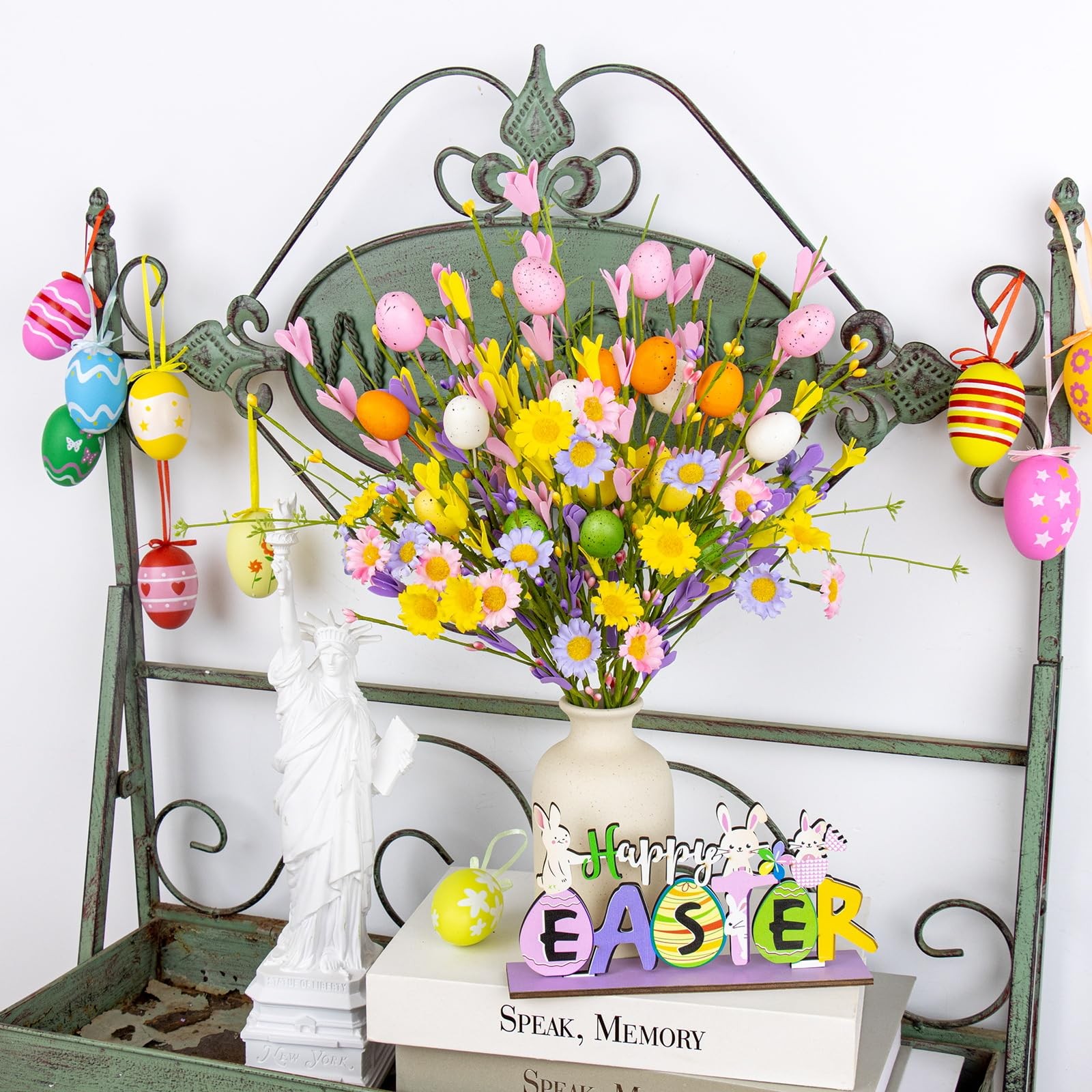 FloralElegance Artificial Easter Flowers with Eggs 10 Pack Multi Color
