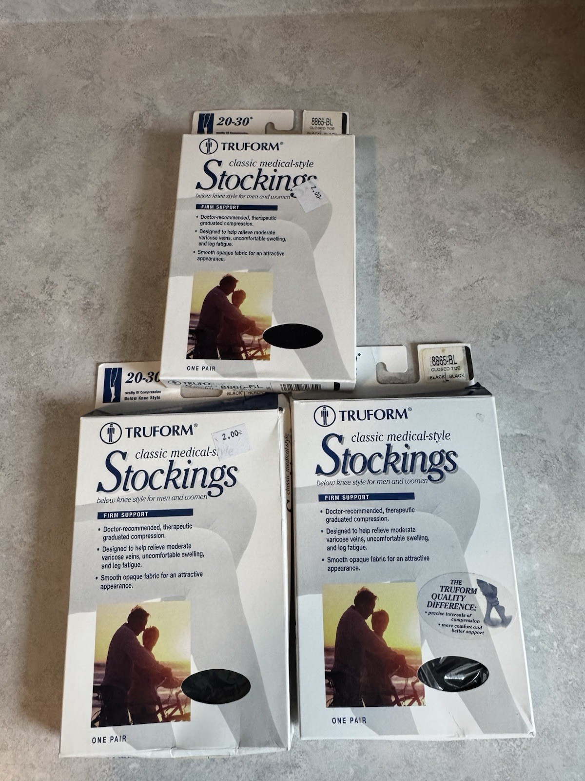 Truform Classic Medical-Style Stockings 20-30 Compression 8865BL-L (lot Of 3)