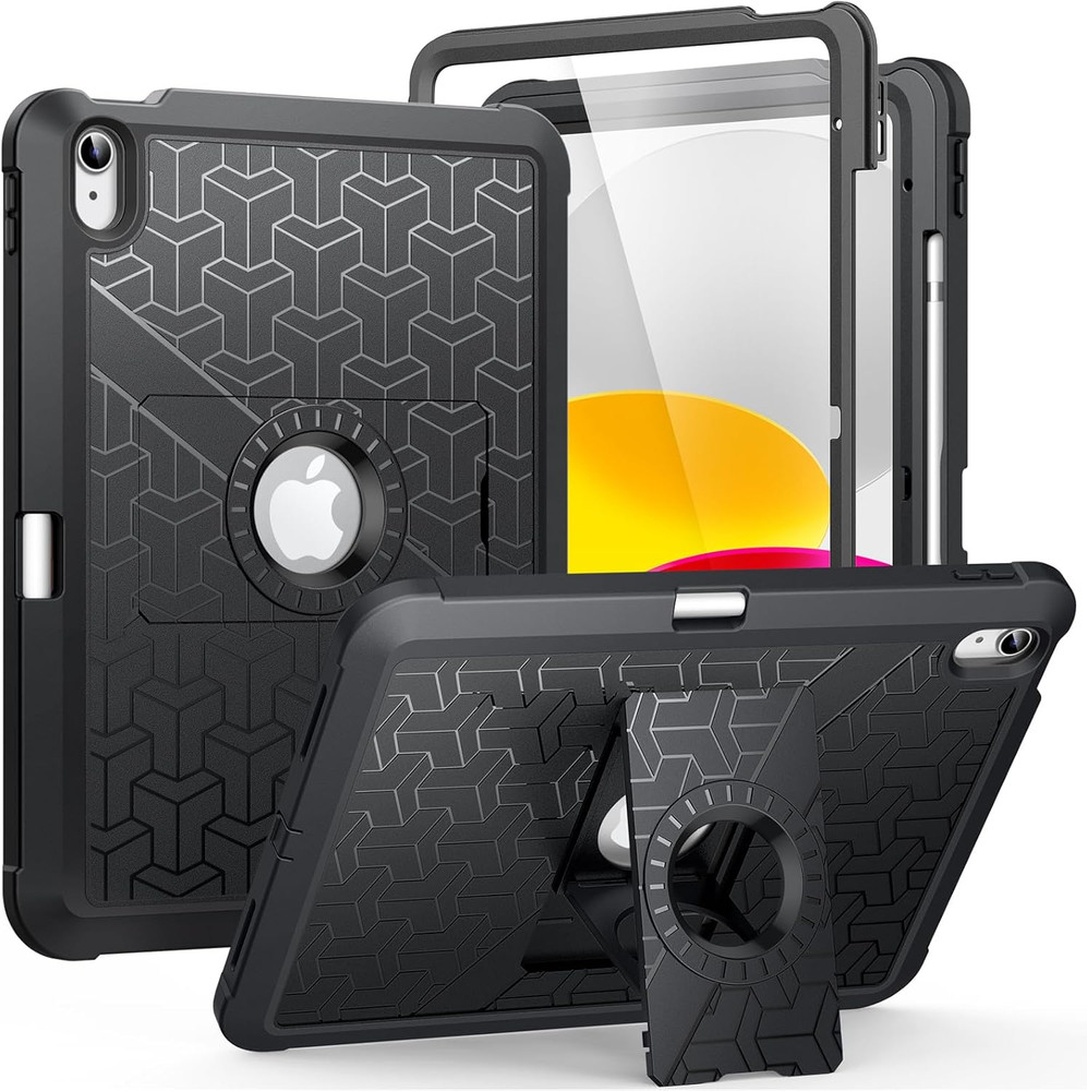 Ipad 11Th/10Th Gen Heavy Duty Shockproof Case with Screen Protector, Black