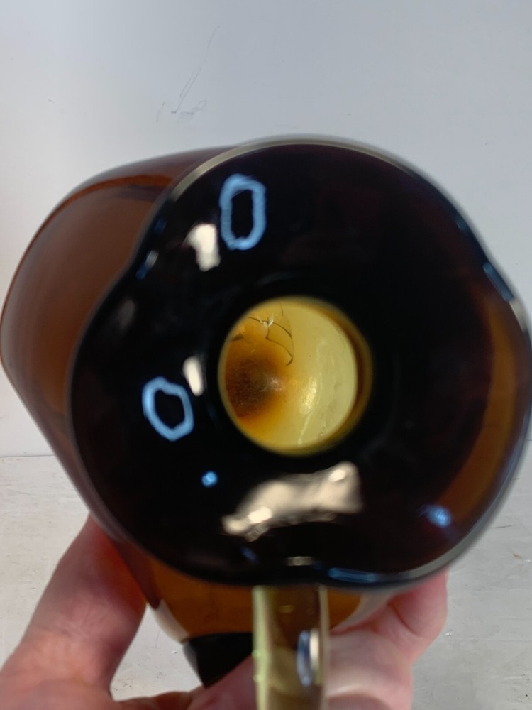 Handblown Glass Decorative Pitcher, Indented Design, Brown/Ambe