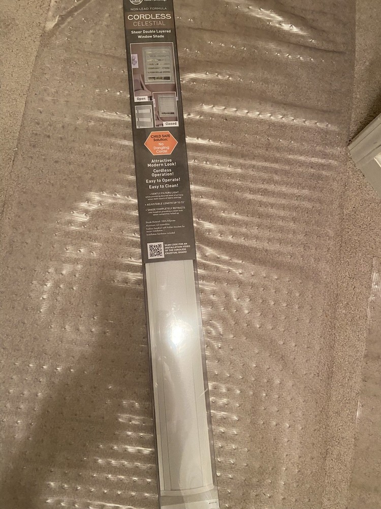 35x72 Celestial Cordless Sheer Doubled Layered Window Shade