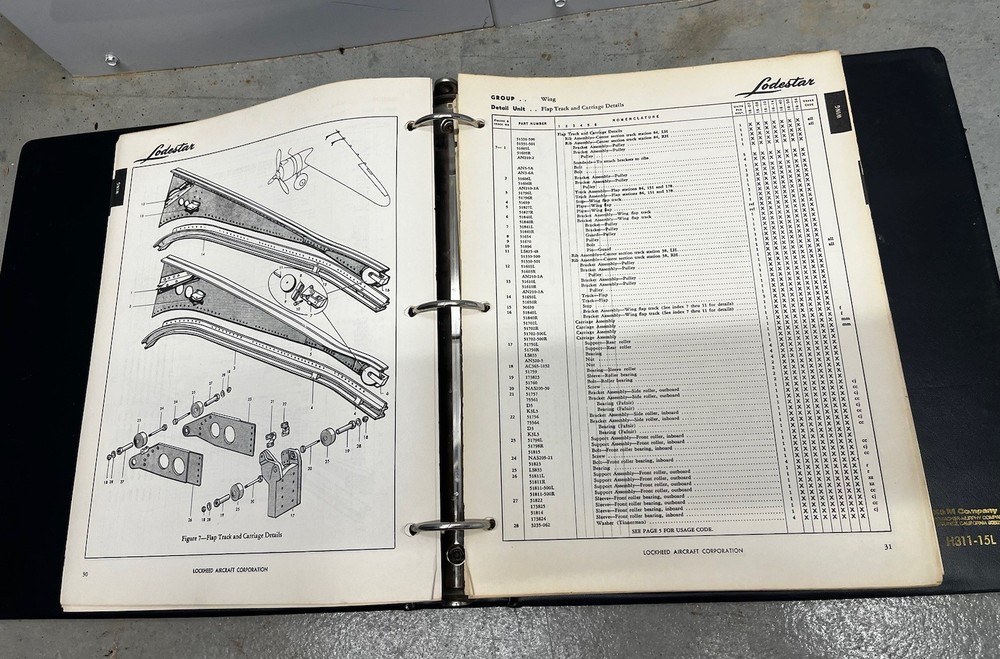Lockheed Lodestar Model 18 Maintenance Parts Catalog-Original