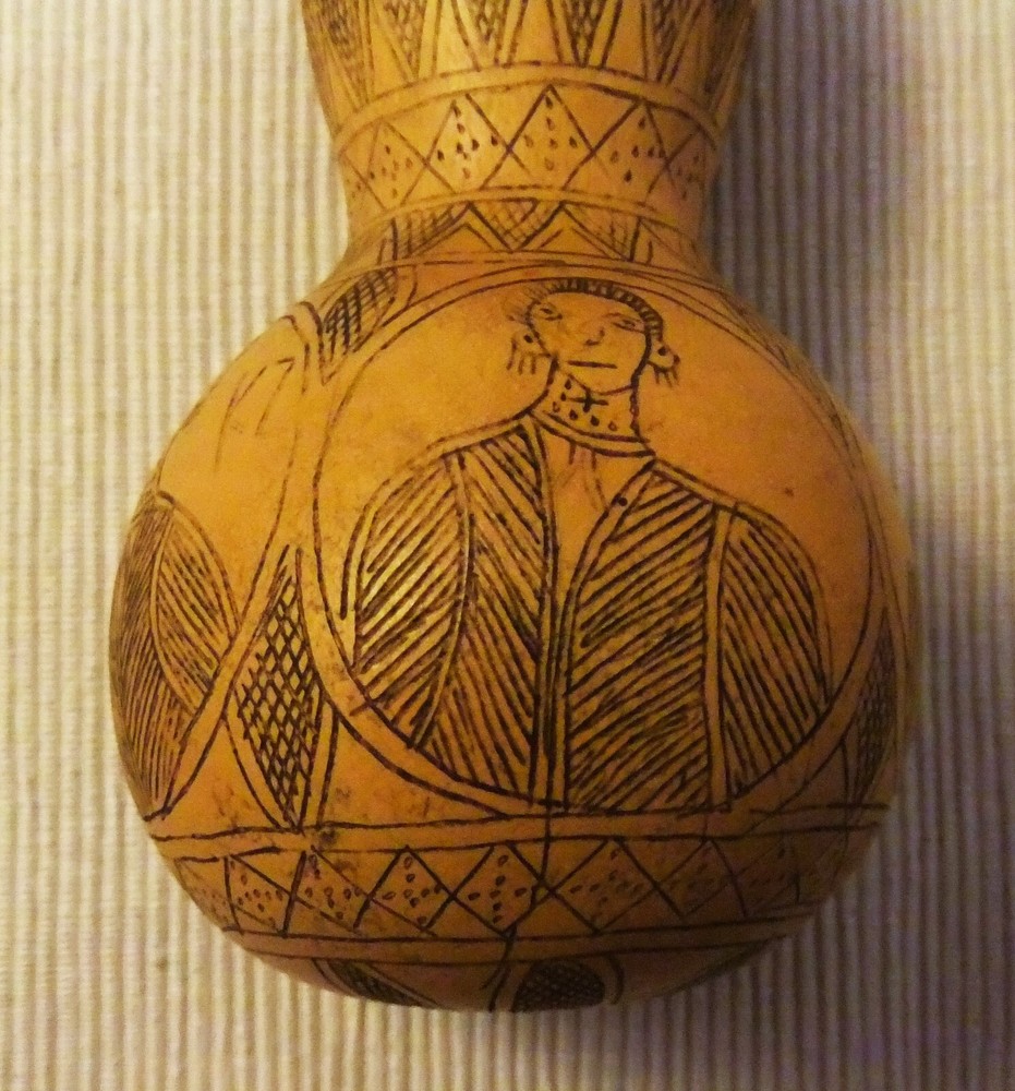 ANTIQUE DRY PUMPKIN CARVED WITH CHARACTERS