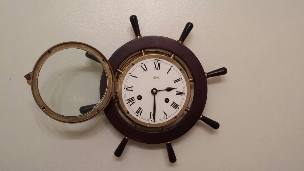 Brass Marine Ship's Wheel Bell~Striker Clock